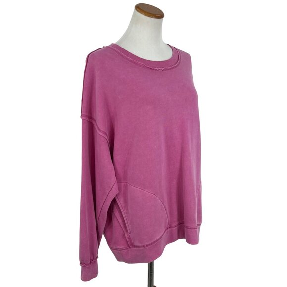 Free People Movement Pink Oversized Cozy Crew Neck Casual Athleisure Sweatshirt - Picture 8 of 16